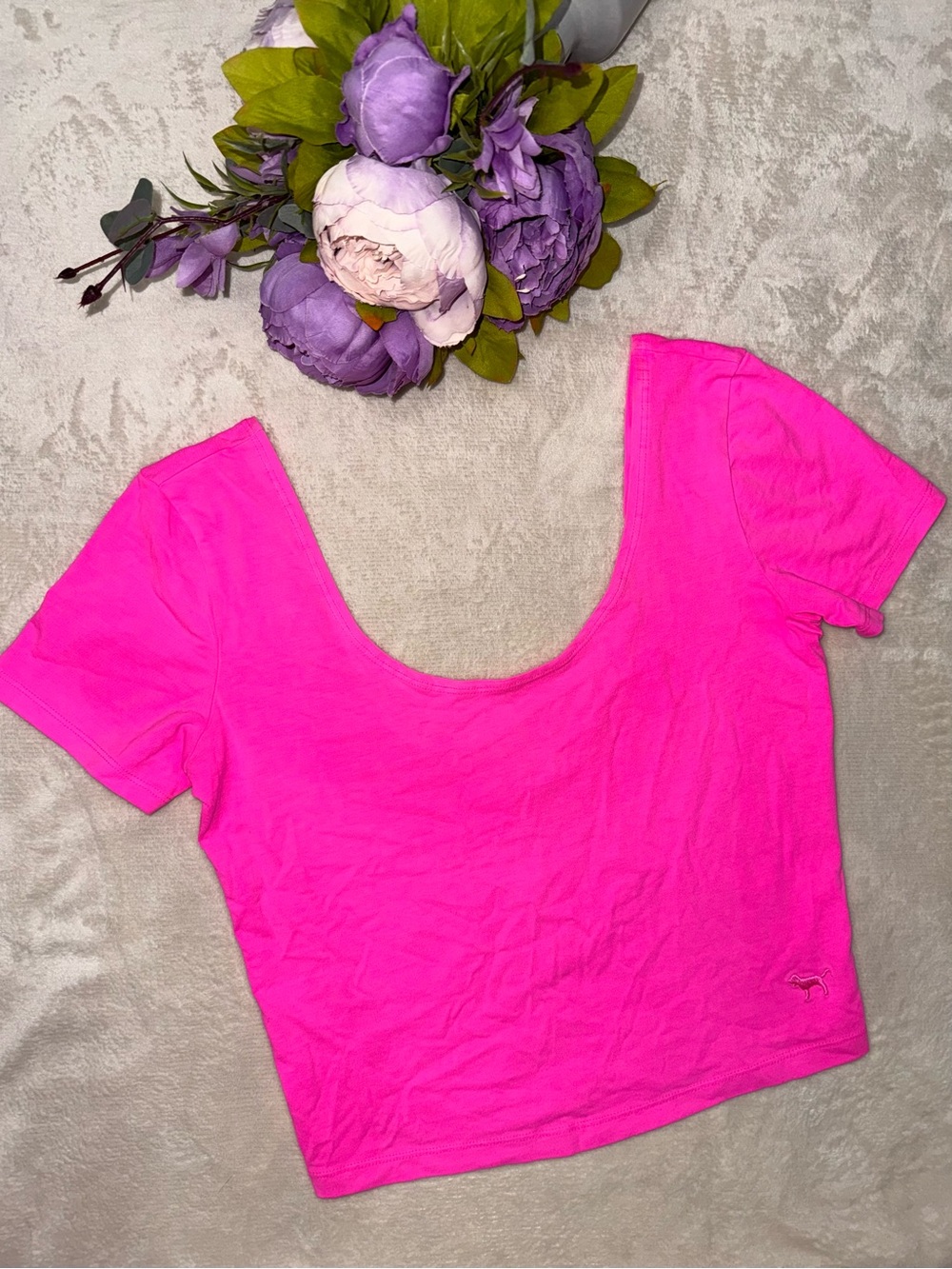 NEW Victoria’s Secret PINK Hot Pink Scoop Neck Crop Top